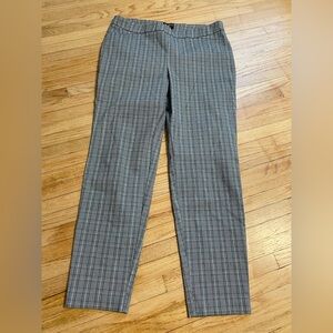 SOHO Women L Plaid Pull On Dress Pants Black White Straight Leg